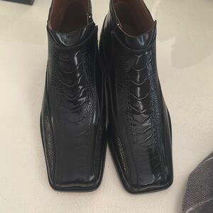 Black Crocodile Pattern Men's Shoes